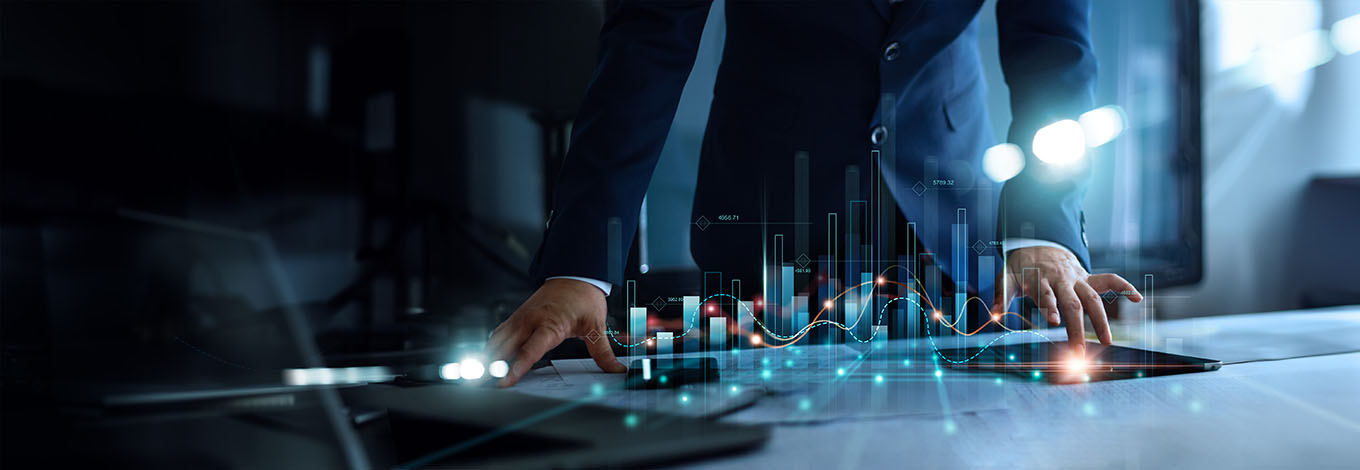 A business professional analyzing digital financial growth charts to calculate Recruitment ROI in South Africa and identify EBITDA leakage caused by human capital vacancies.
